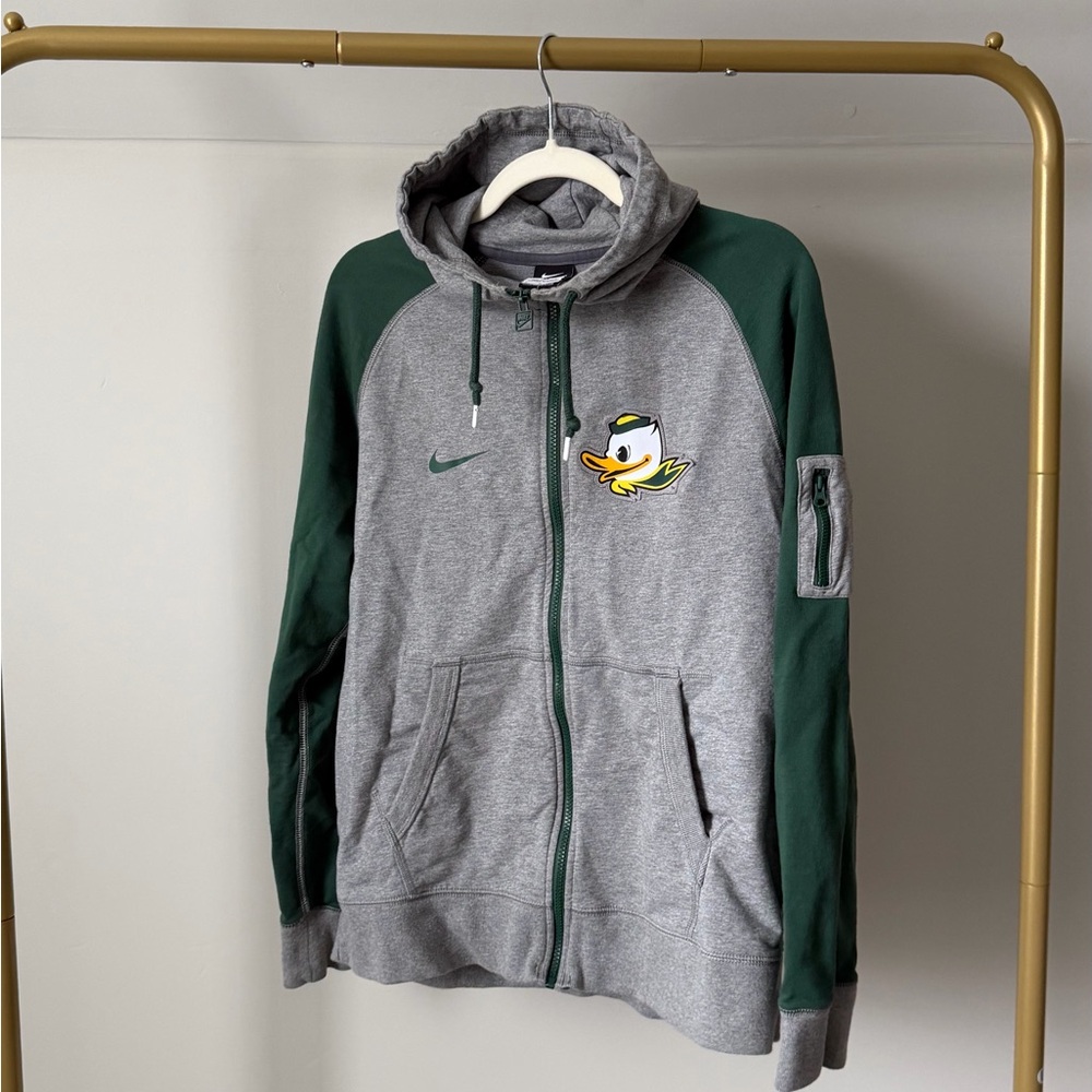 Nike Gray & Dark Green Hoodie with Oregon Duck Logo